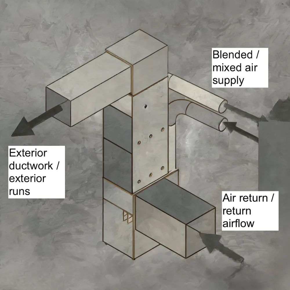 HVAC system integration diagram showing how an ERV connects to a home's existing ductwork