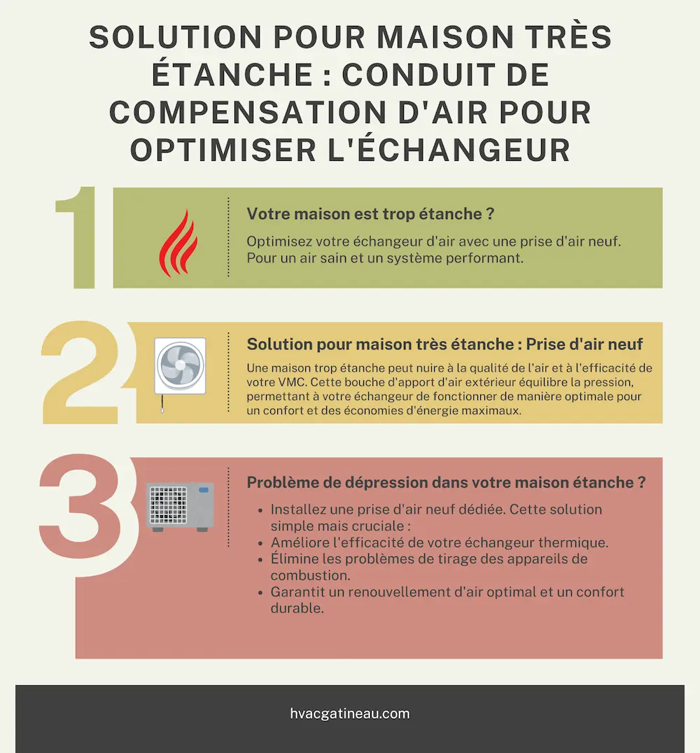 Solution pour maison très étanche : conduit de compensation d'air pour optimiser l'échangeur